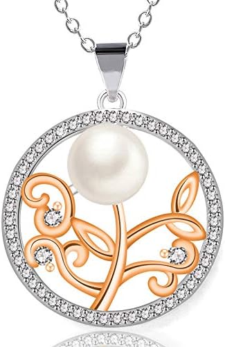 NONNYL Freshwater Cultured White Real Pearl Pendant Necklaces for Women, Christmas Gifts for Women Wife Mom Girlfriend, Anniversary Birthday Fine Jewelry Gifts for Her