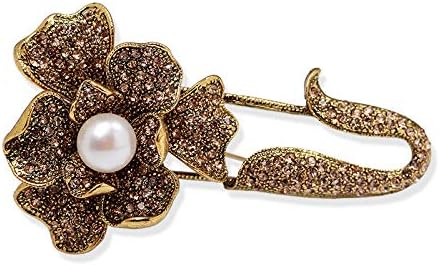 Gifts for Wife Anniversary Brooch for Women- Pearl Brooch Real AAA Quality Handpicked Nature Pearls and D Color Moissanite - Gifts for Mom Girlfriend Her NO11202