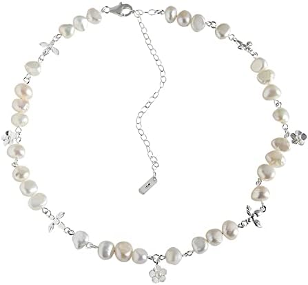 NONNYL Pearl Necklace for Women Gifts Sterling Silver Genuine White Freshwater Cultured Pearls Pendant Necklaces- Gifts for Mom Wife Her, Christmas Anniversary Birthday Fine Jewelry NO11344